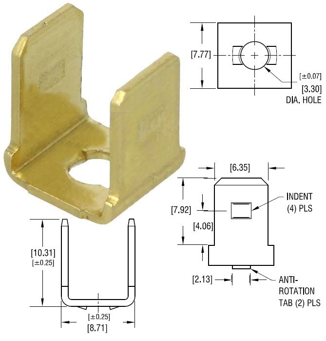 Faston Macho Multiple contactos 6.35mm 2 contactos